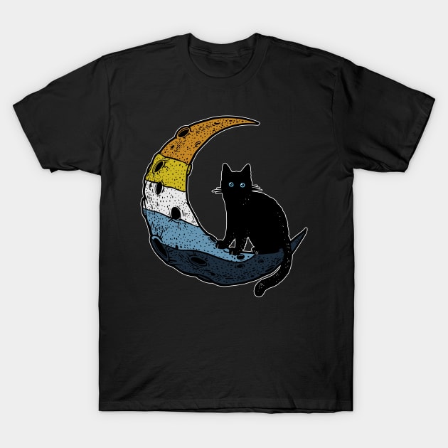 Aroace Moon Cat T-Shirt by Psitta